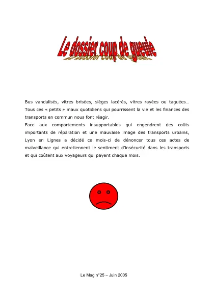 Couverture – Le vandalisme dans les transports en commun